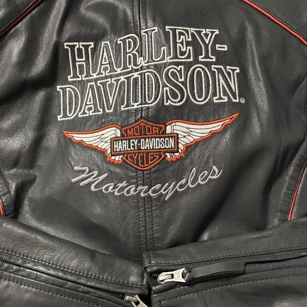 Harley-Davidson Women's Epoch Leather Jacket Black with Orange piping Size XL - Picture 4 of 16